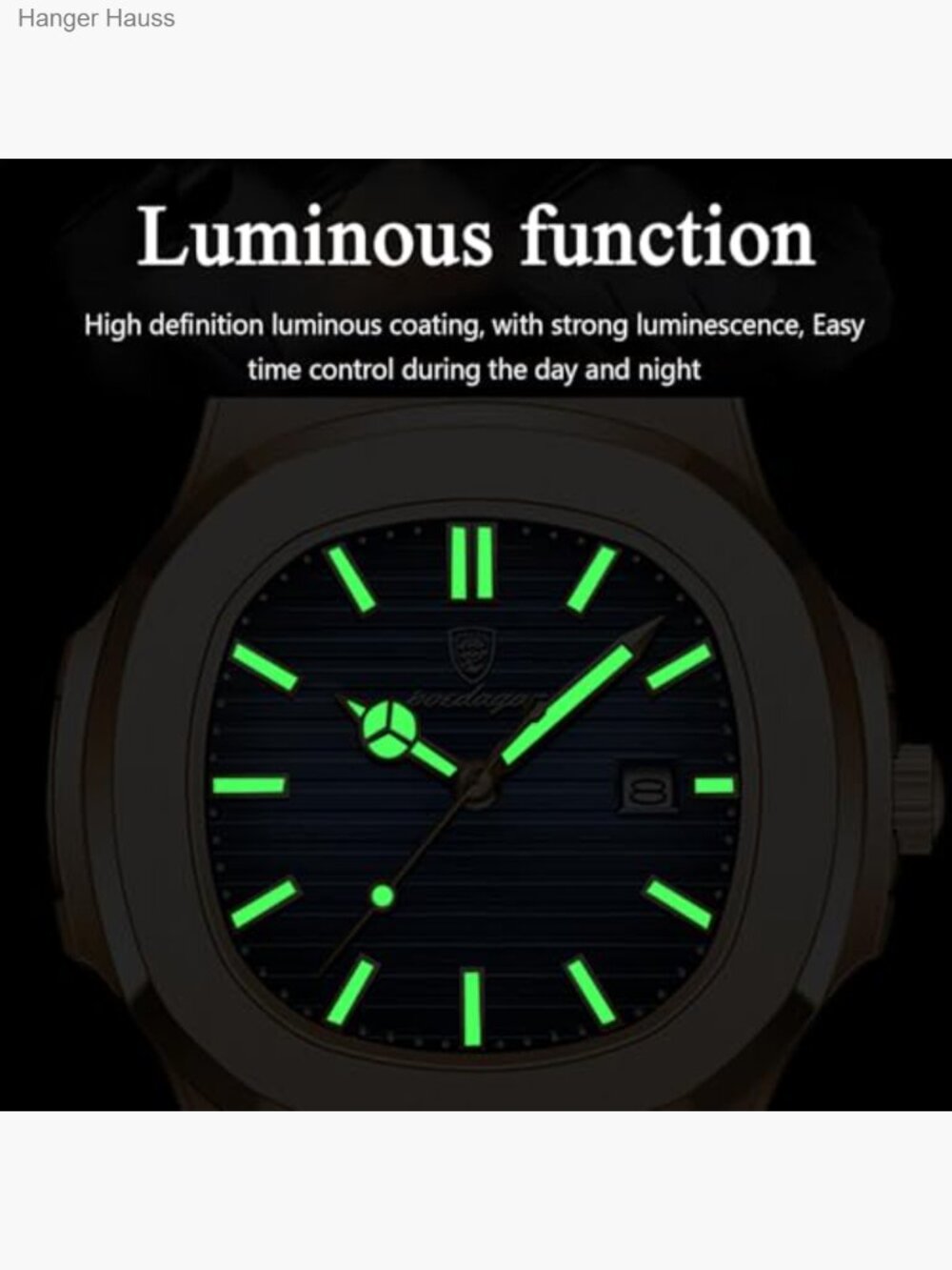 Men's Quartz Analog Watch Stainless Steel Bracelet Luminous Hands Water - Picture 5 of 7